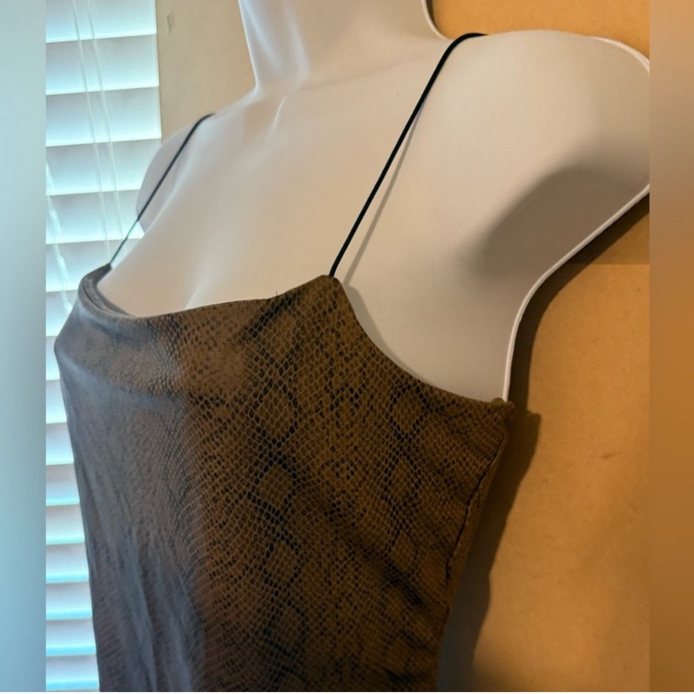 Brown Snake print Thong Bodysuit Sz L